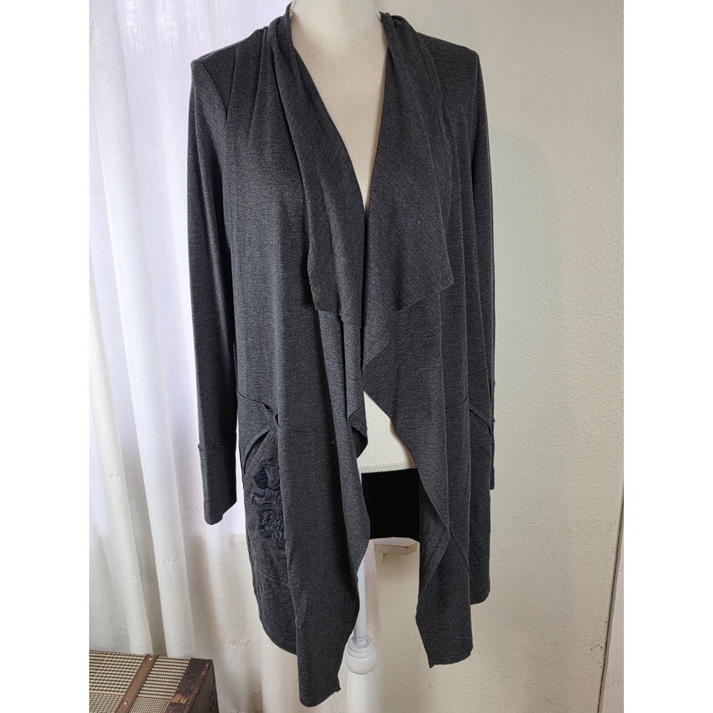 Soft Surroundings Gray Open Front Cardiagan Medium Style 2cg22